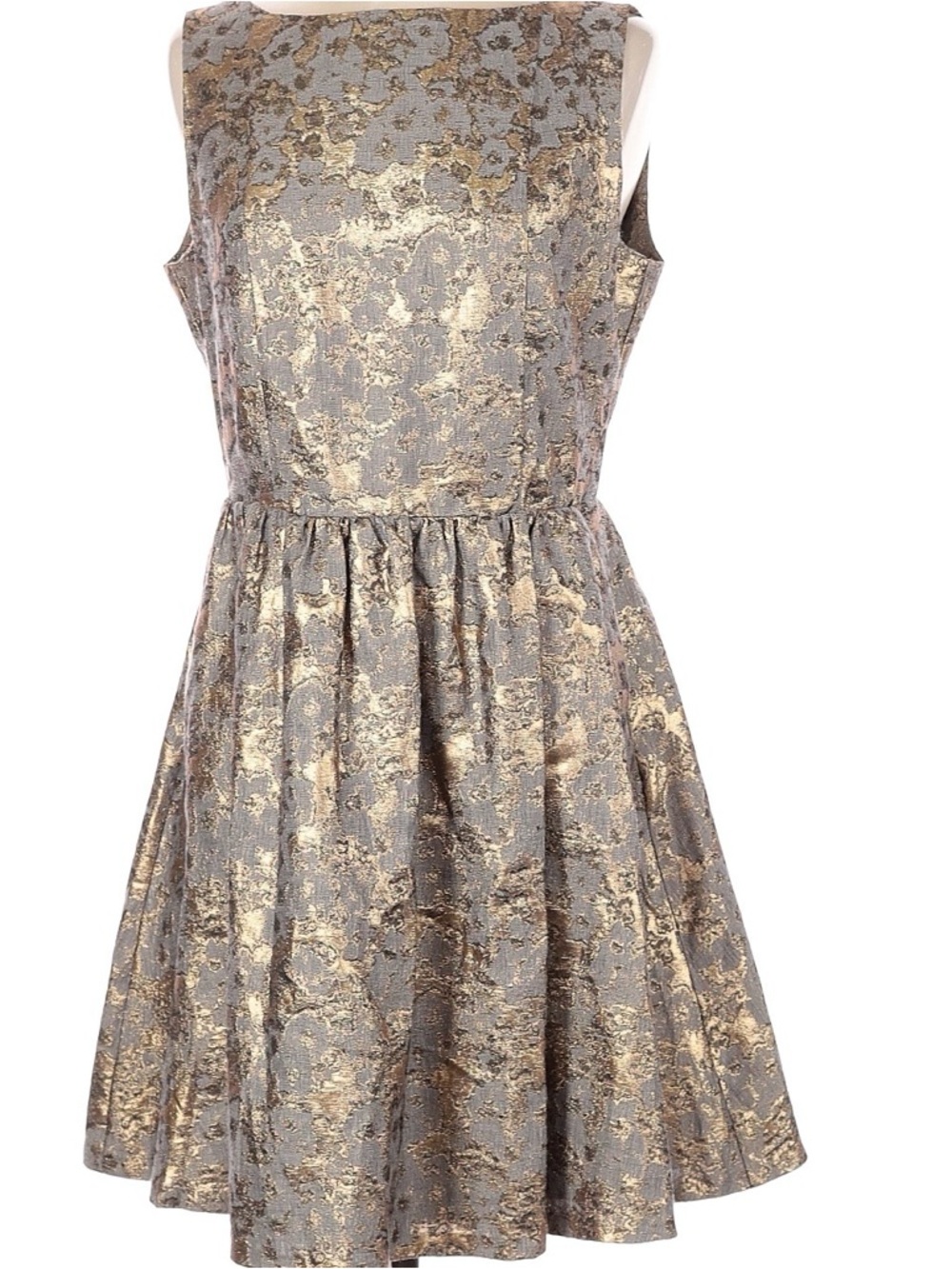 Cynthia Rowley Metallic Gold and Gray Party Dress